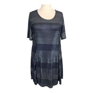 Espresso Slinky Semi-Sheer Shift Dress Knee Length Size 3X Blue